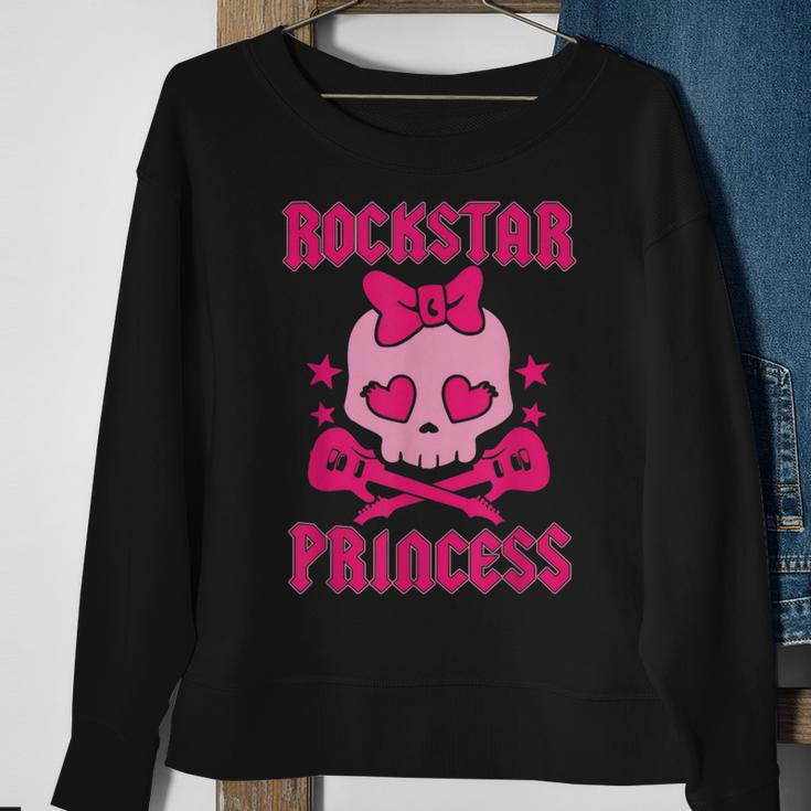 Rockstar Princess Heavy Metal Pirate Skull Pink Sweatshirt Gifts for Old Women