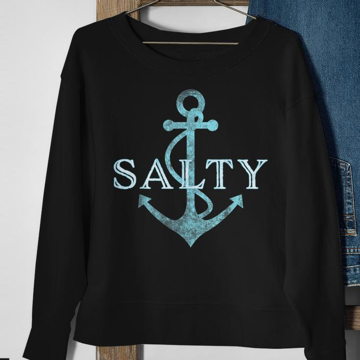 Salty Sailor Nautical Anchor Sweatshirt Gifts for Old Women