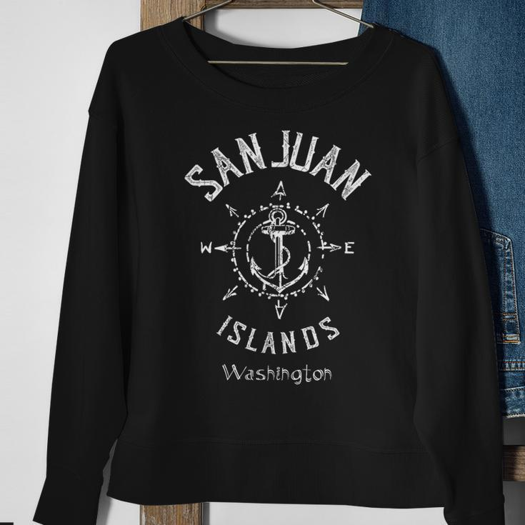 San Juan Islands Washington Wa Compass Wind Rose Boating Sweatshirt Gifts for Old Women