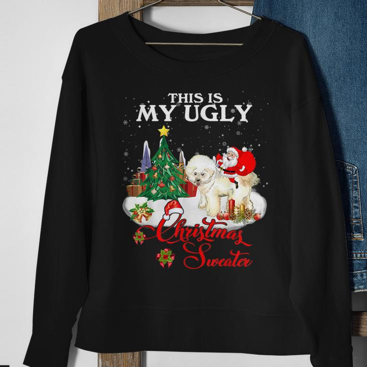 Santa Riding Bichon Frise This Is My Ugly Christmas Sweater Sweatshirt Gifts for Old Women