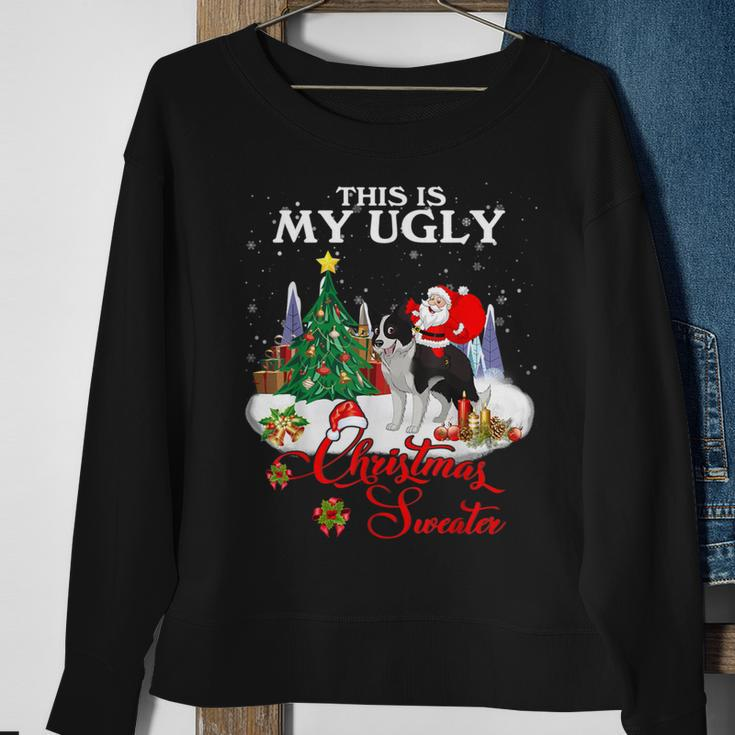 Santa Riding Border Collie This Is My Ugly Christmas Sweater Sweatshirt Gifts for Old Women