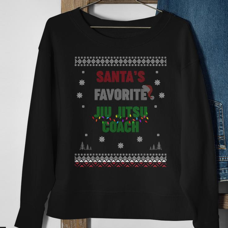 Santa's Favorite Jiu Jitsu Coach Ugly Sweater Christmas Sweatshirt Gifts for Old Women