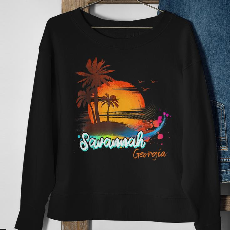 Savannah Georgia Beach Summer Vacation Palm Trees Sunset Men Georgia Gifts And Merchandise Funny Gifts Sweatshirt Gifts for Old Women
