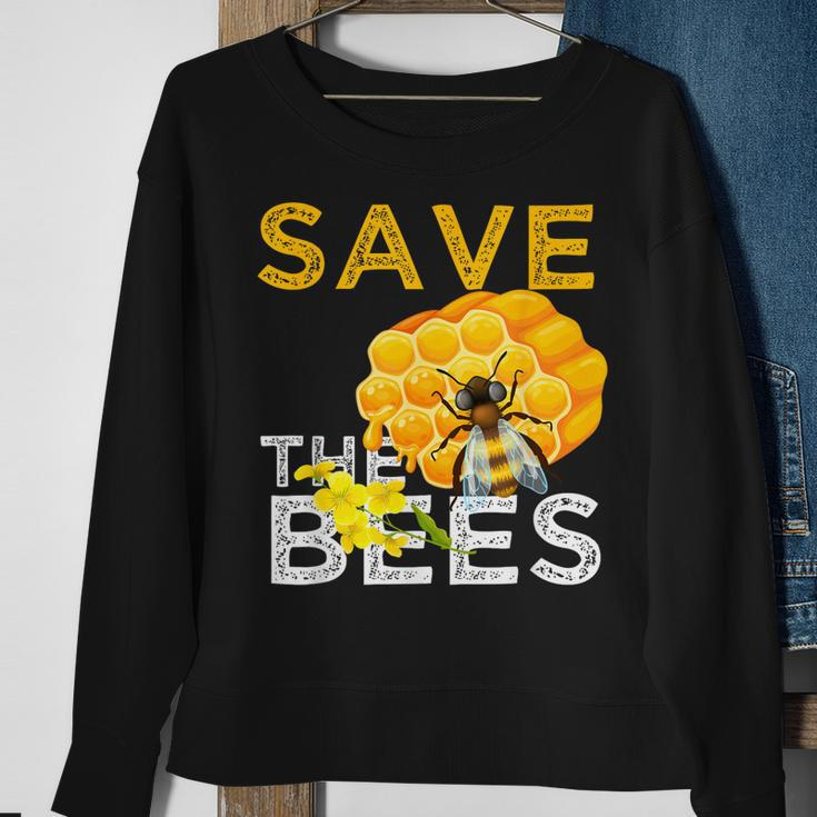 Savethe Bees Keeper Climatechange Flowers And Bees Themes Sweatshirt Gifts for Old Women