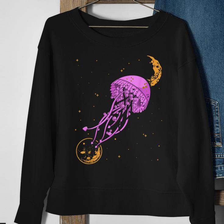 Sea Creature Ocean Animals Moon Space Jellyfish Sweatshirt Gifts for Old Women