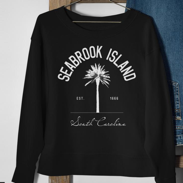 Seabrook Island Sc Palm Tree Isle Of Palms Beach Sweatshirt Gifts for Old Women