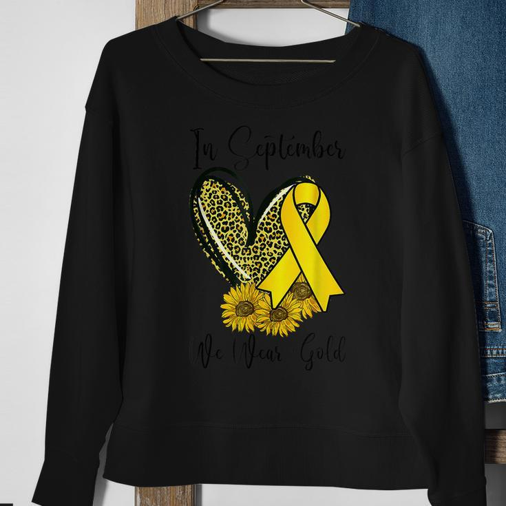 In September We Wear Gold Childhood Cancer Awareness Ribbon Sweatshirt Gifts for Old Women