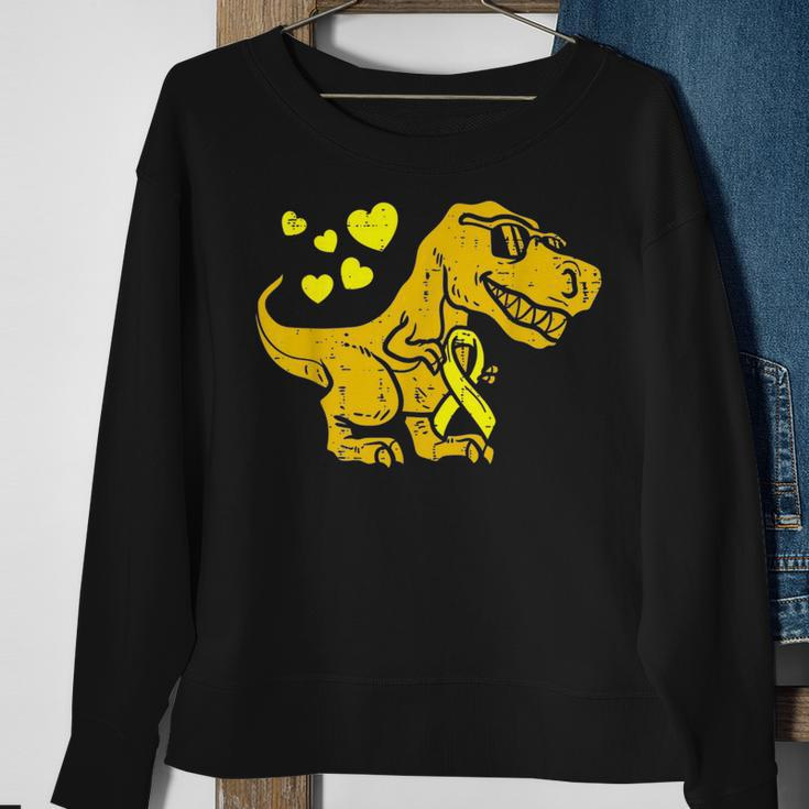 In September We Wear Gold DinosaurRex Childhood Cancer Sweatshirt Gifts for Old Women