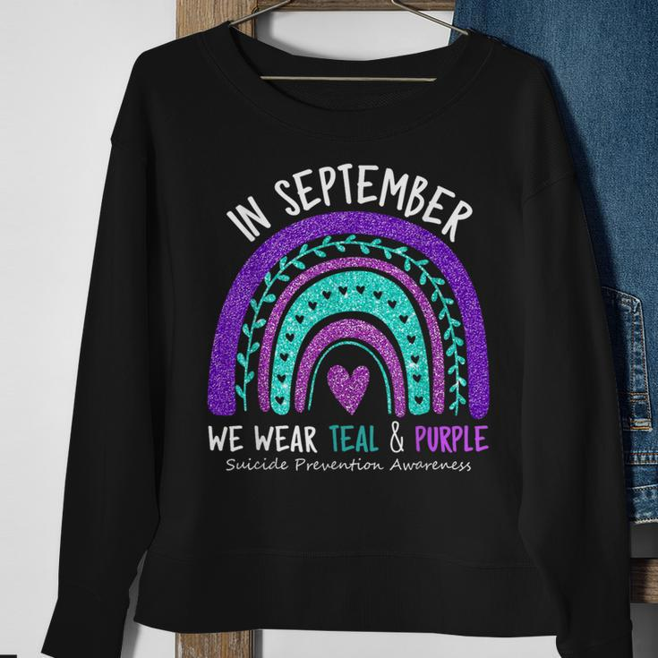 In September We Wear Teal & Purple Suicide Awareness Ribbon Sweatshirt Gifts for Old Women