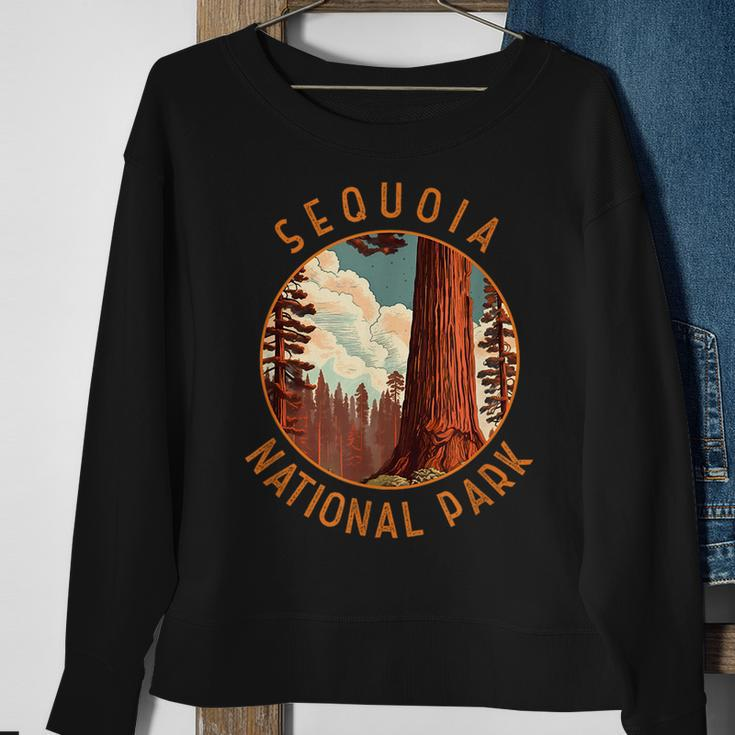 Sequoia National Park Illustration Distressed Circle Sweatshirt Gifts for Old Women