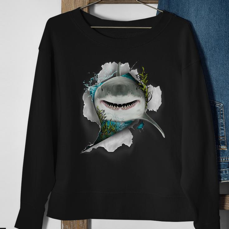 Shark Great White Shark Deep Sea Fishing Funny Shark Sweatshirt Gifts for Old Women