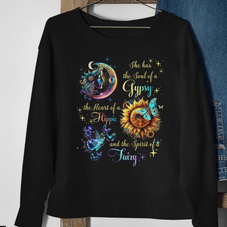 She Has She Soul Of A Gypsy The Heart Of A Hippie Fairy Sweatshirt Gifts for Old Women