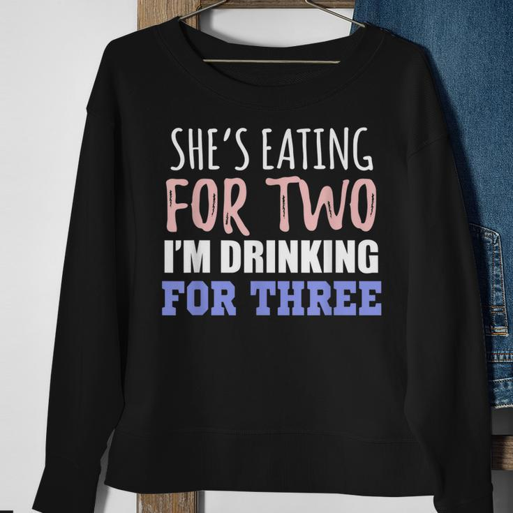 Shes Eating For Two Im Drinking For Three Funny Gift Sweatshirt Gifts for Old Women