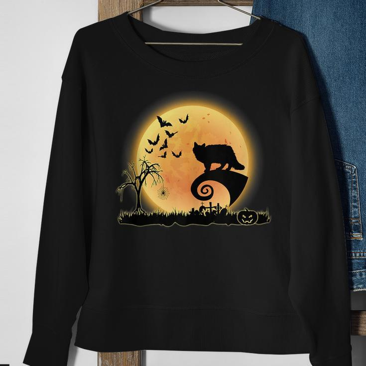 Siberian Cat Scary And Moon Funny Kitty Halloween Costume Sweatshirt Gifts for Old Women