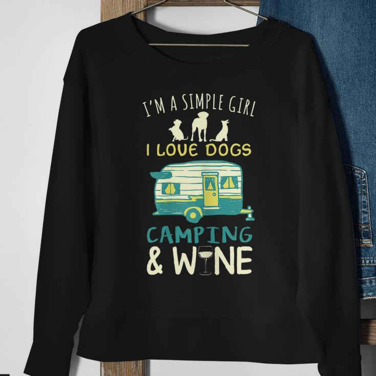 Simple Girl Dogs Camping Wine Camper Trailer Gift For Womens Sweatshirt Gifts for Old Women