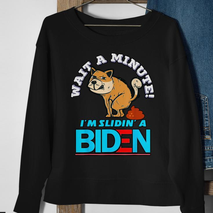 Slidin Biden Funny Dog Trump Political Sarcasm Sweatshirt Gifts for Old Women