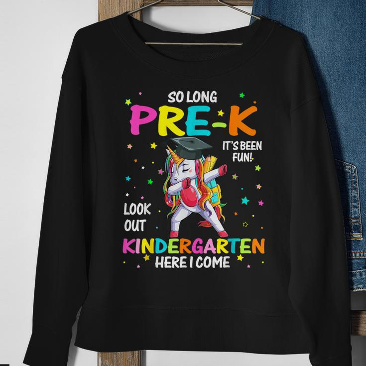 So Long Pre-K Kindergarten Here I Come Unicorn Graduation Sweatshirt Gifts for Old Women