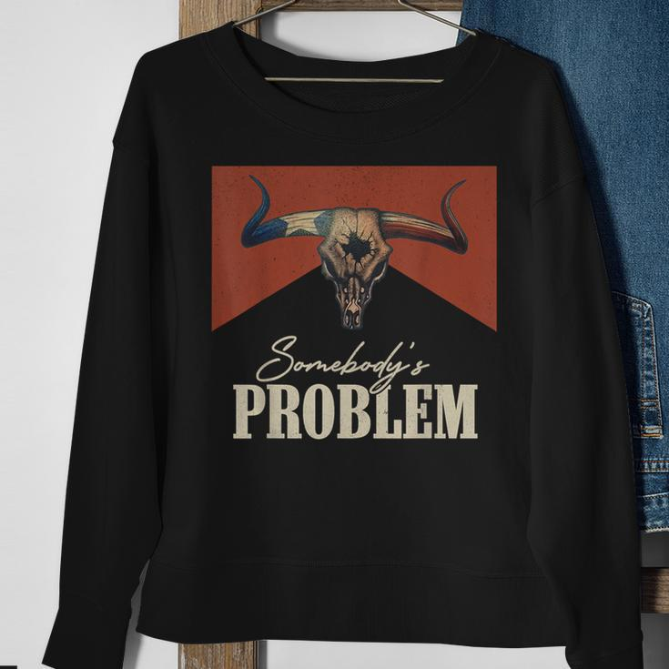 Somebody's Problem Vintage Bull Skull Western Country Music Sweatshirt Gifts for Old Women