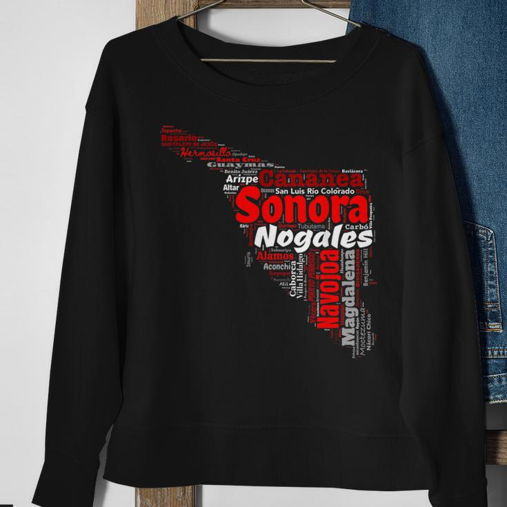 Sonora Mexico Mapa Ciudades Y Municipios Regalo Sweatshirt Gifts for Old Women