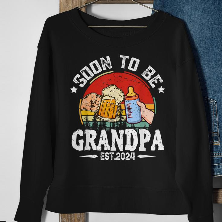Soon To Be Grandpa 2024 Retro Pregnancy Announcement Dad Sweatshirt Gifts for Old Women