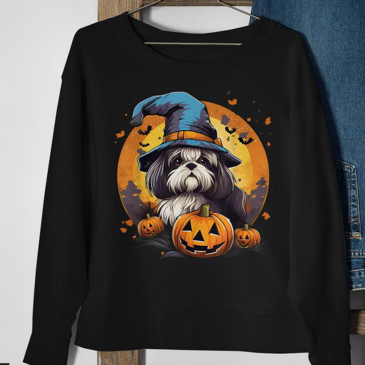Spooky Shih Tzu Dog Witch Halloween Sweatshirt Gifts for Old Women