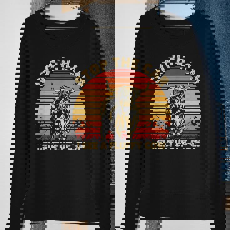 Stop The Car I See A Fluffy Cow Highland Cow Breeder Sweatshirt Gifts for Old Women