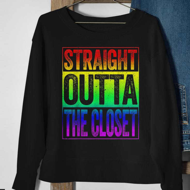 Straight Outta The Closet Lgbt Pride Gift Sweatshirt Gifts for Old Women