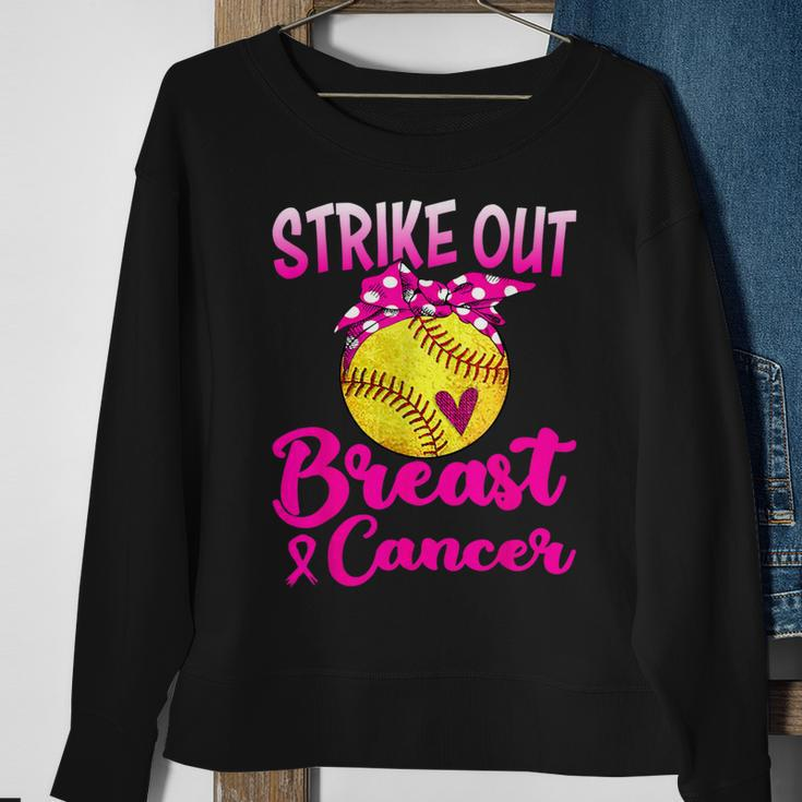 Strike Out Breast Cancer Awareness Pink Baseball Fighters Sweatshirt Gifts for Old Women