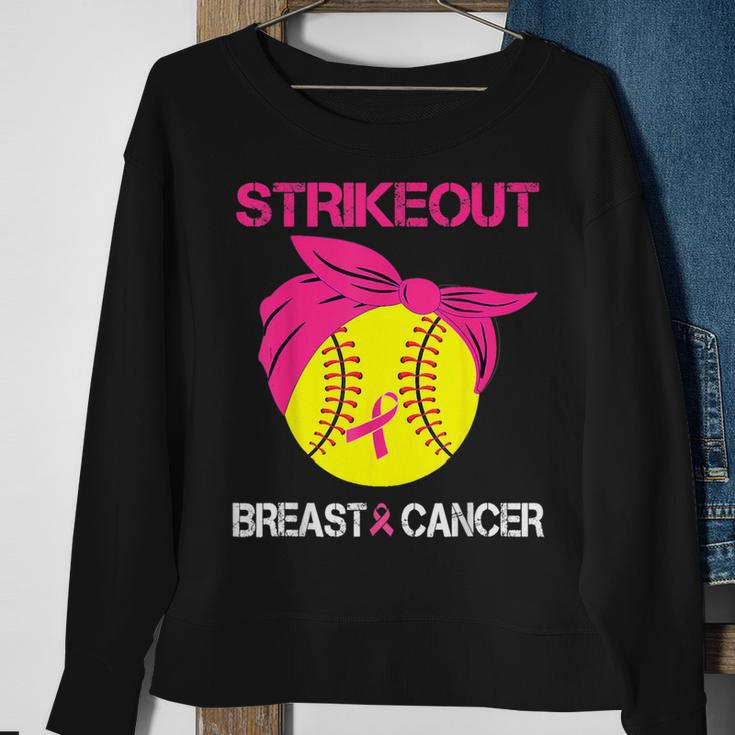 Strike Out Breast Cancer Awareness Softball Fighters Sweatshirt Gifts for Old Women