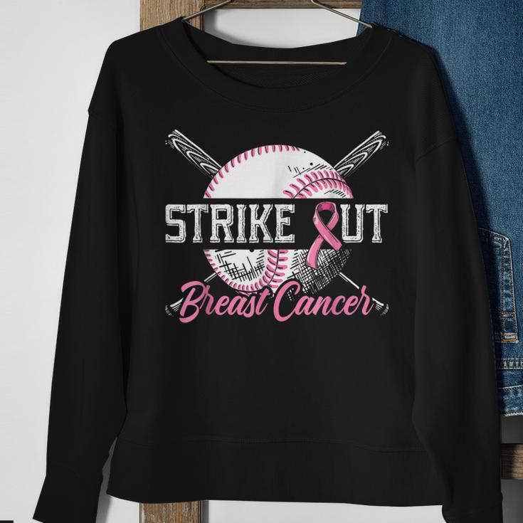 Strike Out Breast Cancer Baseball Breast Cancer Awareness Sweatshirt Gifts for Old Women