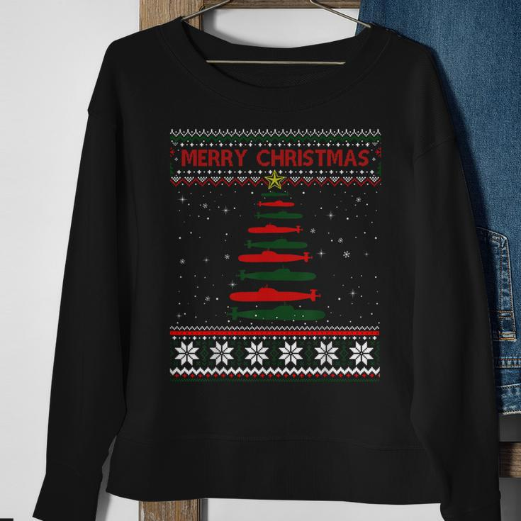 Submarine Navy Military Tree Ugly Christmas Sweater Sweatshirt Gifts for Old Women