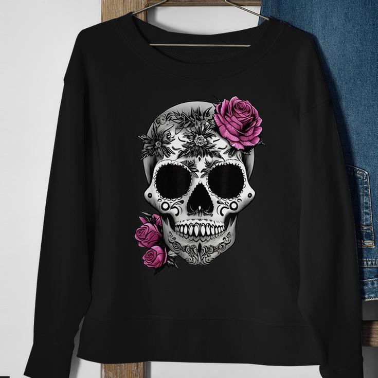 Sugar Skull Day Of The Dead Cool Bone Head Skulls Sweatshirt Gifts for Old Women