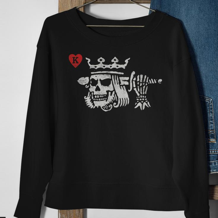 Suicide King Of Hearts Skull Wearing Crown Poker Sweatshirt Gifts for Old Women