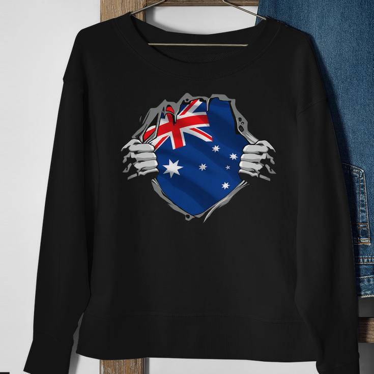 Superhero Australia Flag Aussie Hands Opening Shirt Chest Sweatshirt Gifts for Old Women