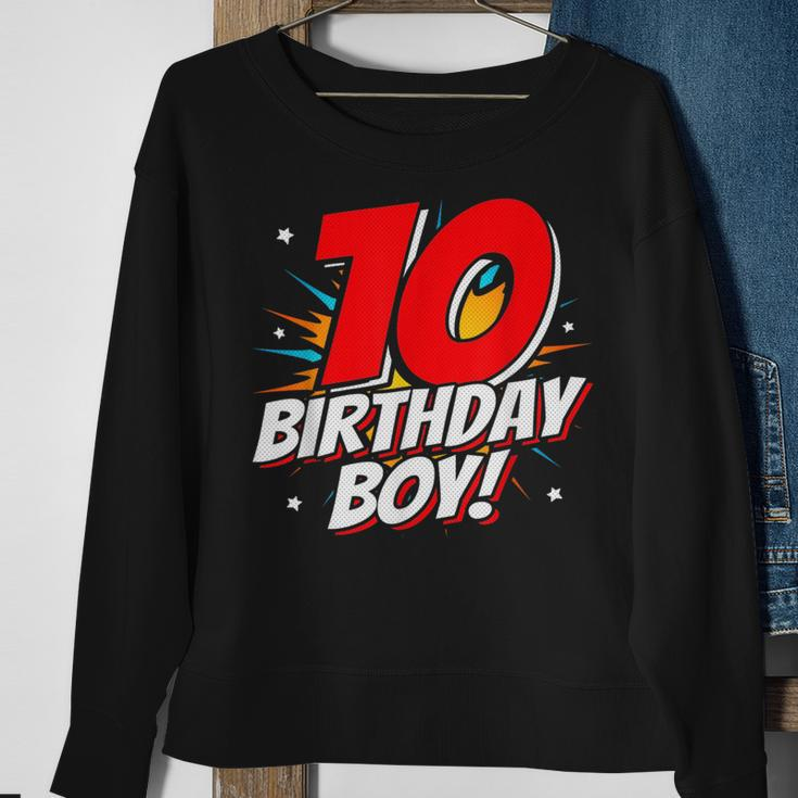 Superhero Birthday Boy Party 10 Year Old 10Th Birthday Sweatshirt Gifts for Old Women