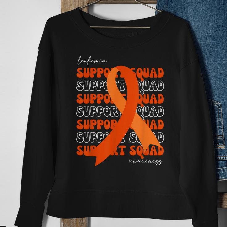 Support Squad Leukemia Awareness Orange Ribbon Sweatshirt Gifts for Old Women