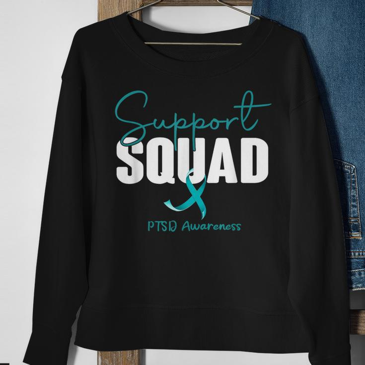 Support Squad Teal Ribbon Ptsd Awareness Sweatshirt Gifts for Old Women
