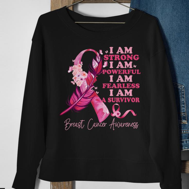 I Am A Survivor Breast Cancer Awareness Pink Ribbon Feathers Sweatshirt Gifts for Old Women