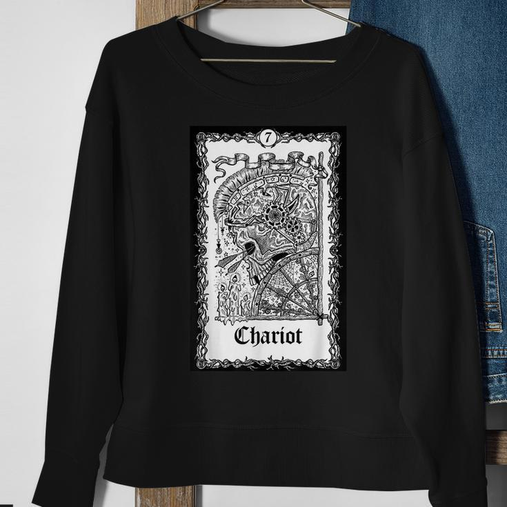 Tarot Card The Chariot Skull Goth Punk Magic Occult Tarot Sweatshirt Gifts for Old Women