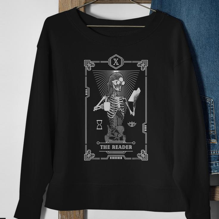 Tarot Card The Reader Bookish Astrology Skeleton Astrology Funny Gifts Sweatshirt Gifts for Old Women