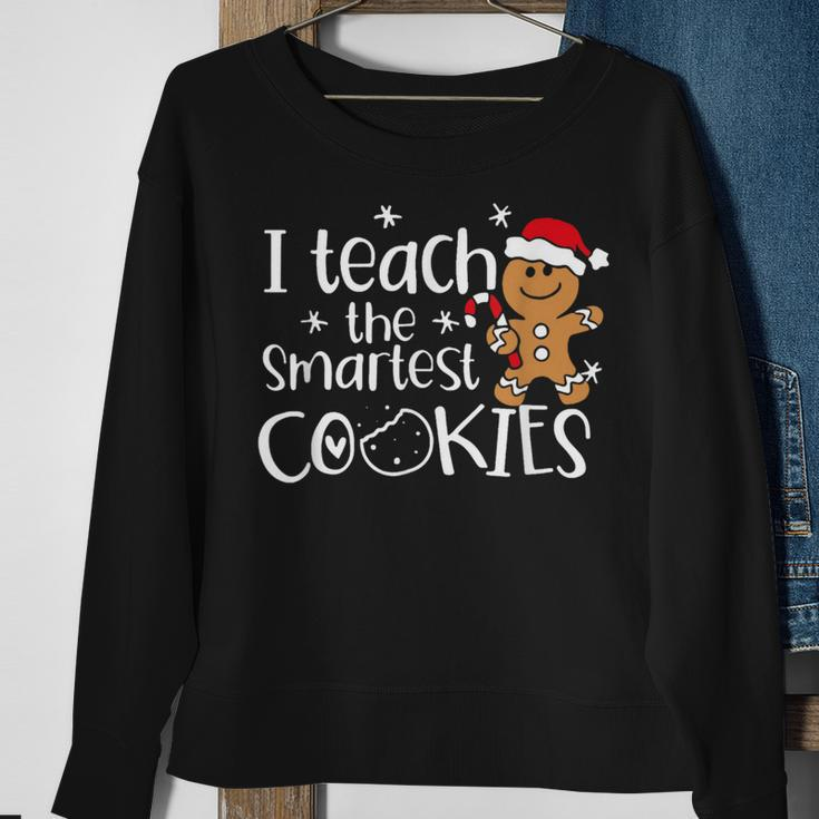 I Teach The Smartest Cookies Christmas Gingerbread Santa Hat Sweatshirt Gifts for Old Women