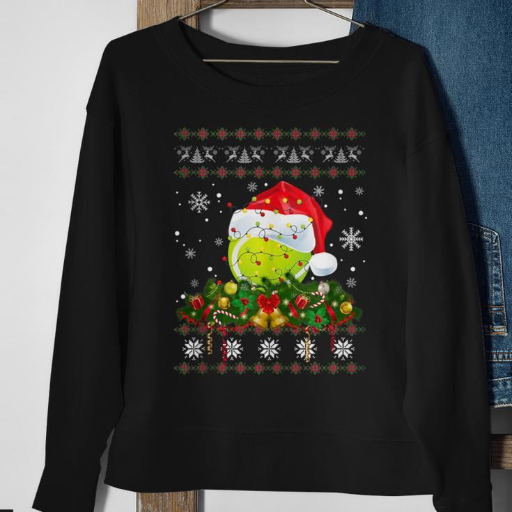 Tennis Ugly Sweater Christmas Pajama Lights Sport Lover Sweatshirt Gifts for Old Women