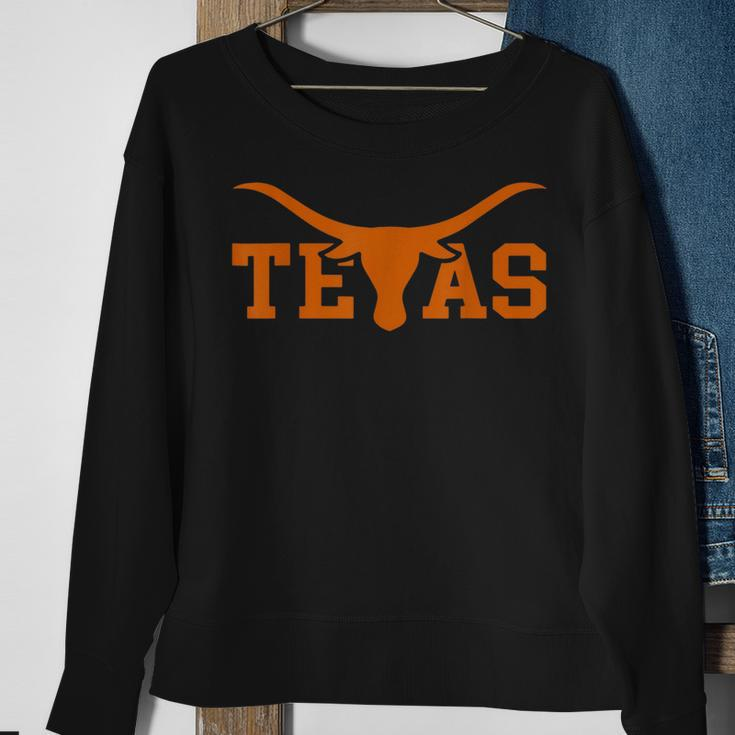 Texas Usa Longhorn Bull America Font Texas Funny Designs Gifts And Merchandise Funny Gifts Sweatshirt Gifts for Old Women