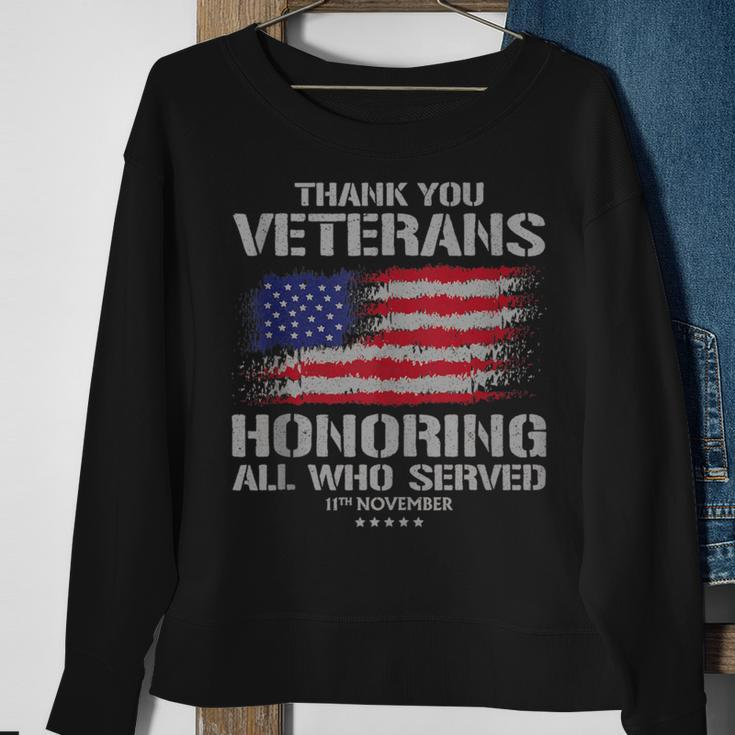 Thank You Veterans Day Honoring All Who Served Us Flag Sweatshirt Gifts for Old Women