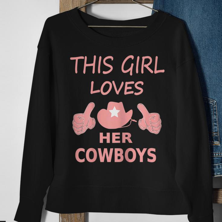 This Girl Loves Her Cowboys Cute Football Cowgirl Sweatshirt Gifts for Old Women