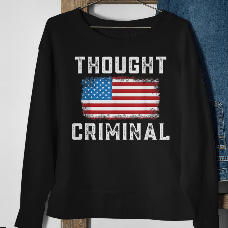 Thought Criminal Free Thinking Free Speech American Flag Sweatshirt Gifts for Old Women