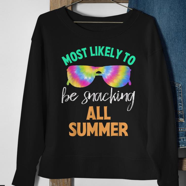 Tie Dye Most Likely To Be Snacking All Summer Sweatshirt Gifts for Old Women