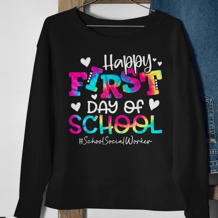 Tie Dye School Social Worker Happy First Day Of School Sweatshirt Gifts for Old Women