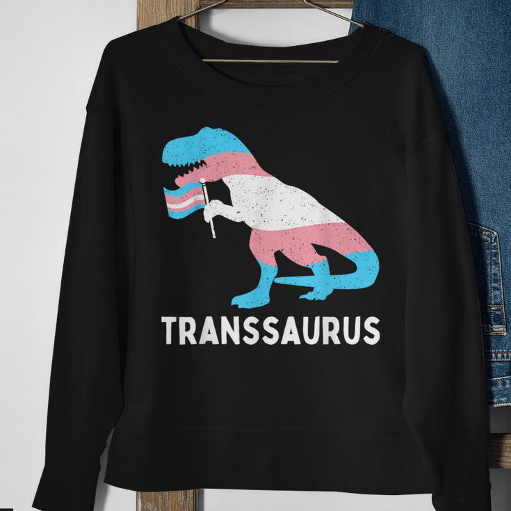 Trans Pride Flag Transgender Dino Transsaurus Rex Dinosaur Sweatshirt Gifts for Old Women