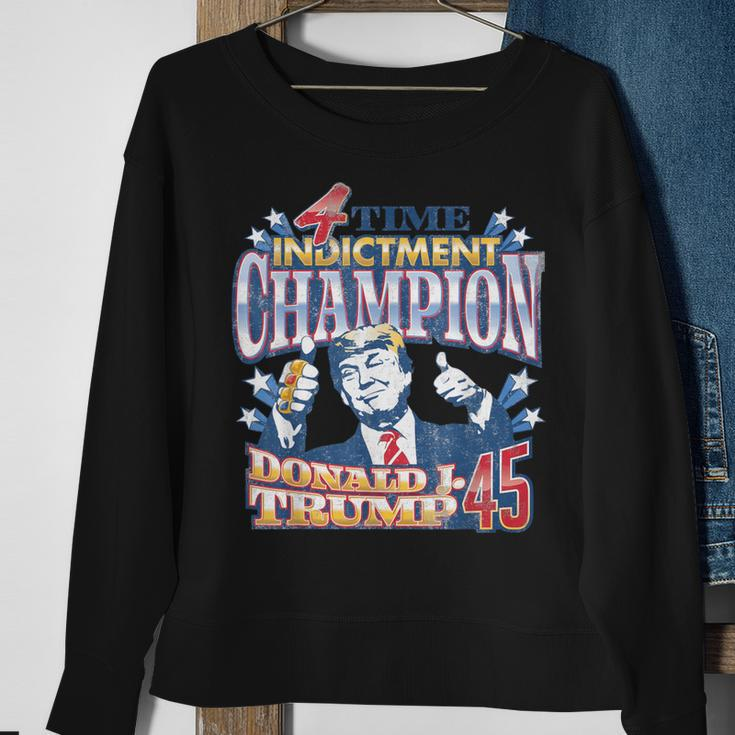 Trump 4 Time Indictment Champion Champ Not Guilty 2024 Sweatshirt Gifts for Old Women